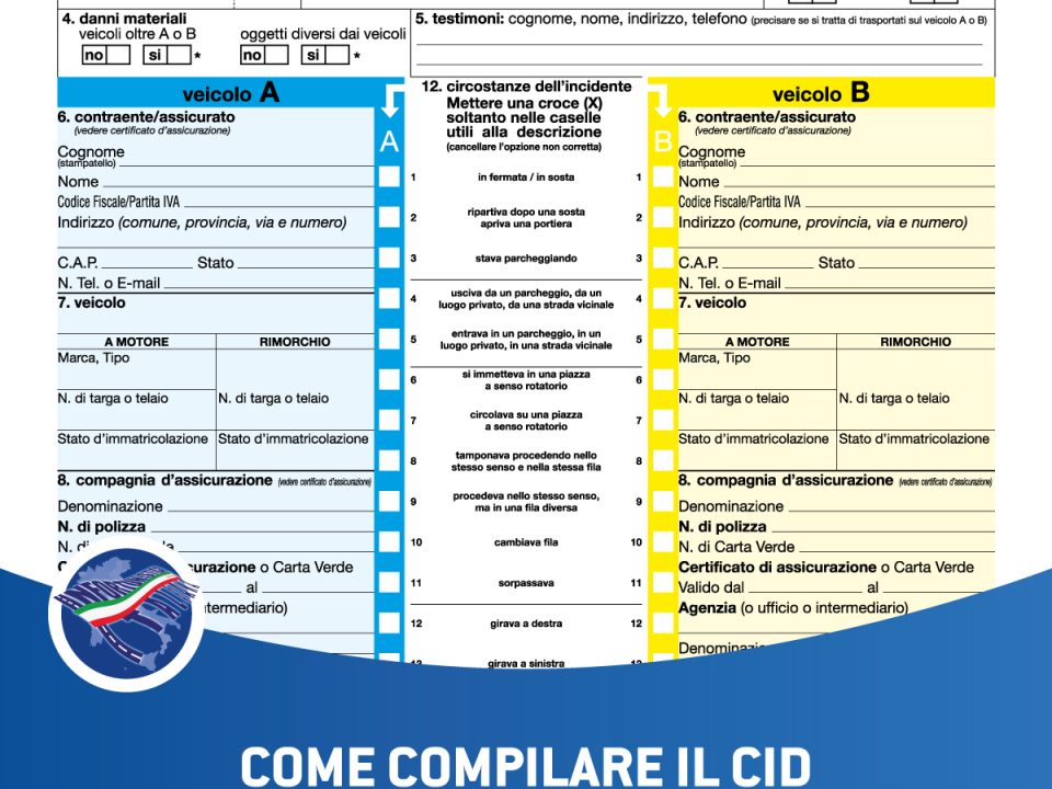 incidente stradale come compilare correttamente il cid